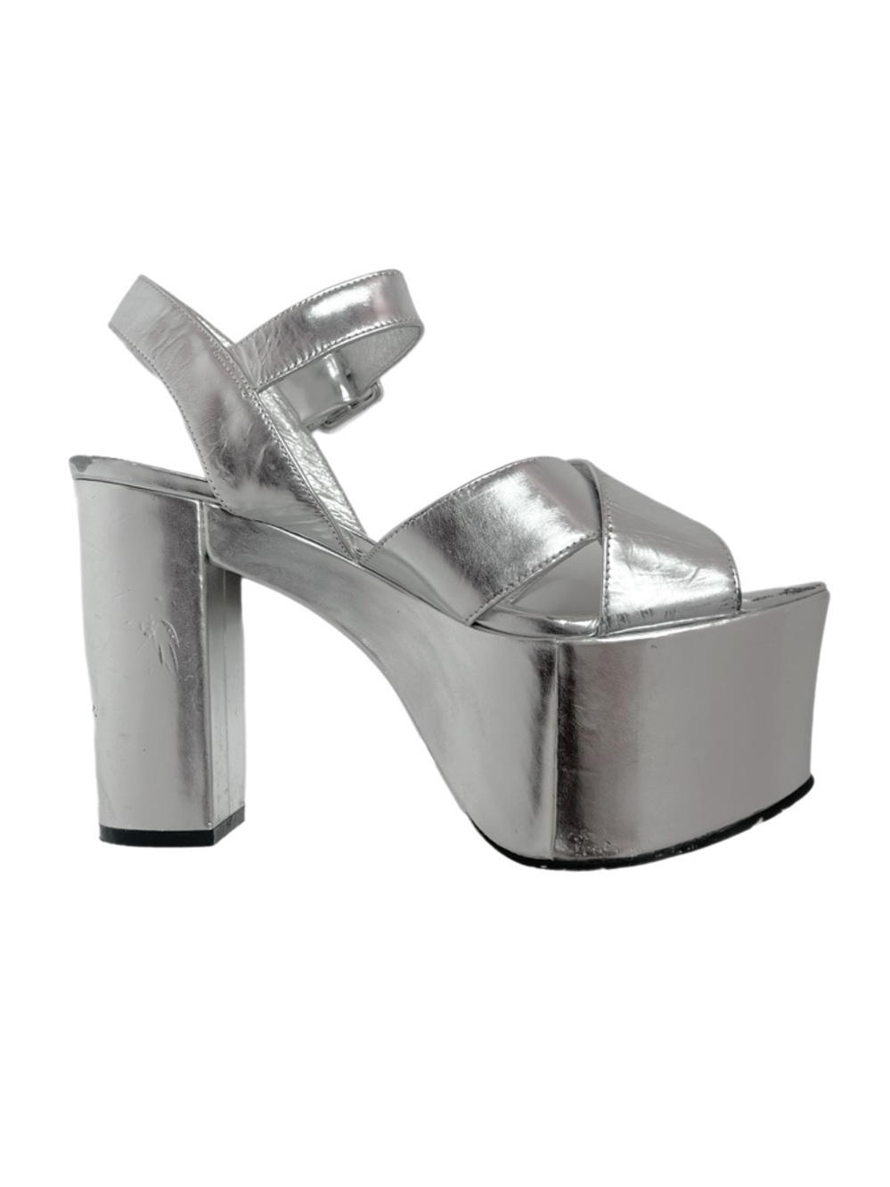 ALDO silver shiny platform heels